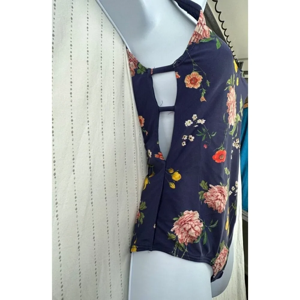 Y.A.S. Womens Swimsuit Sz S One-Piece Navy Floral Modern CottageCore Romantic - Picture 4 of 12